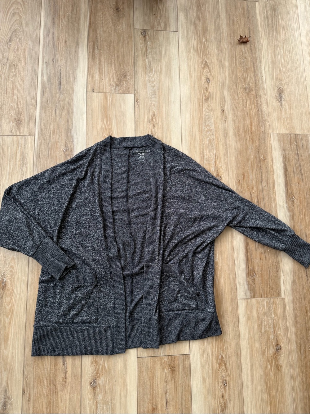 Women's Dark Gray Open-Front Cardigan Sweater
